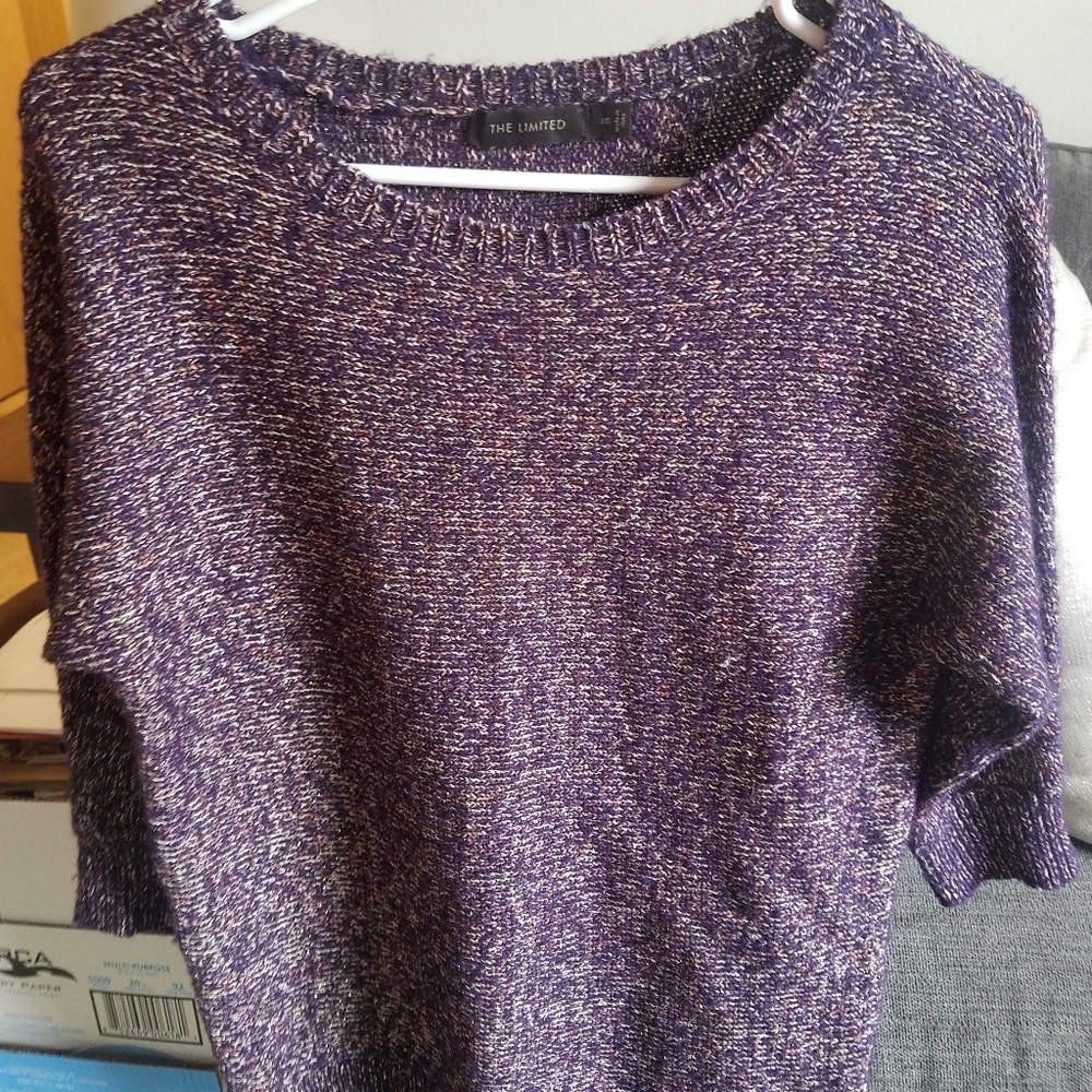 Purple with gold short sleeve sweater